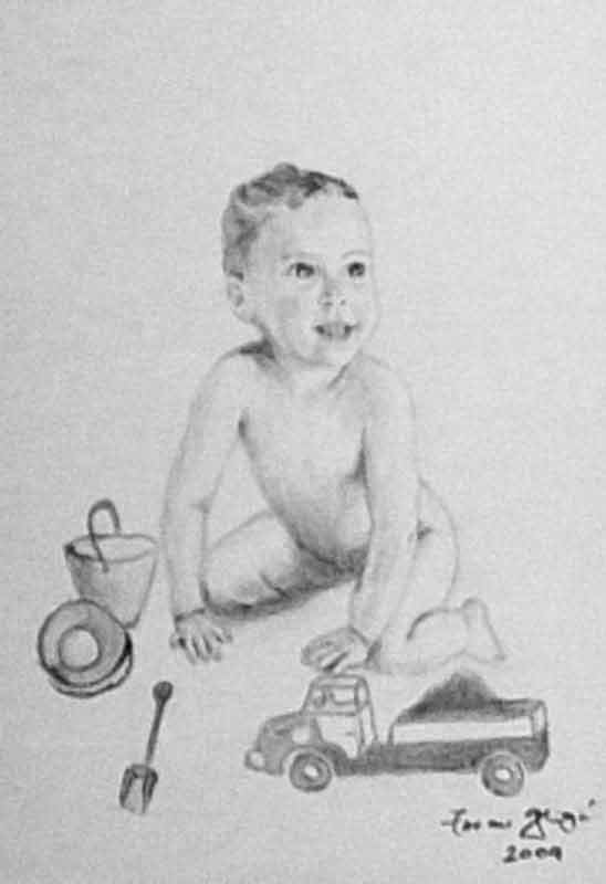 Baby - portrait, pencil