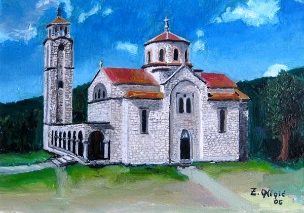 Church in Drvar, oil on canvas
