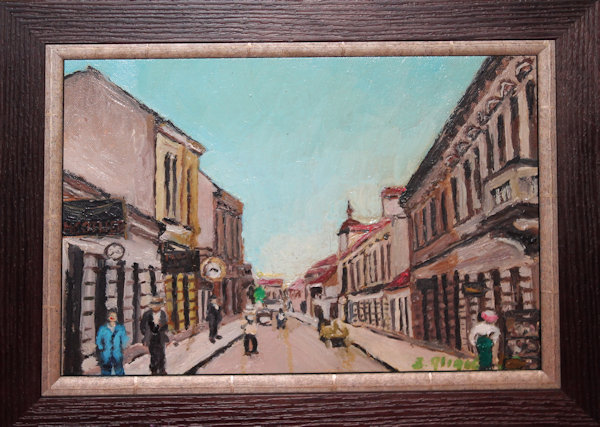 In the street, pastel