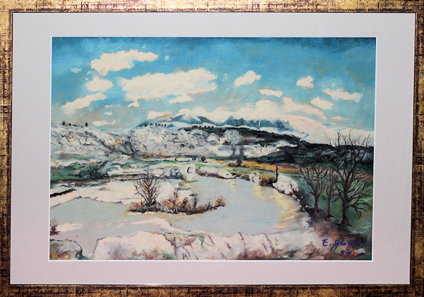 Winter landscape, pastel