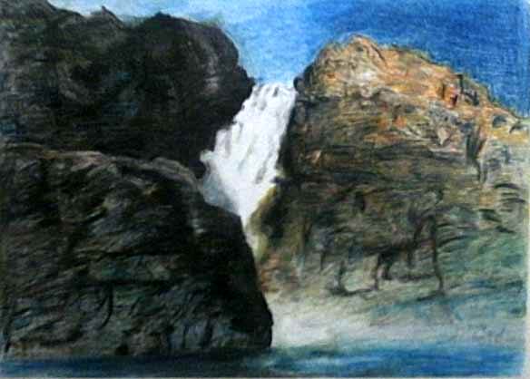 Waterfall, pastel