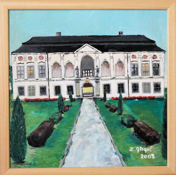 White building, oil painting