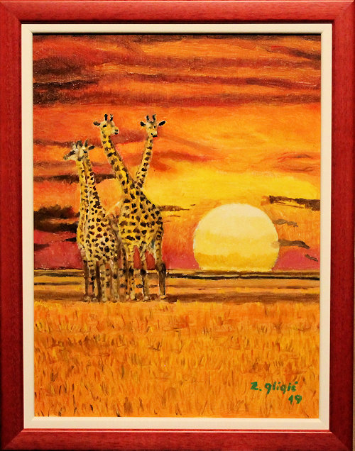 Giraffes, Oil on Canvas